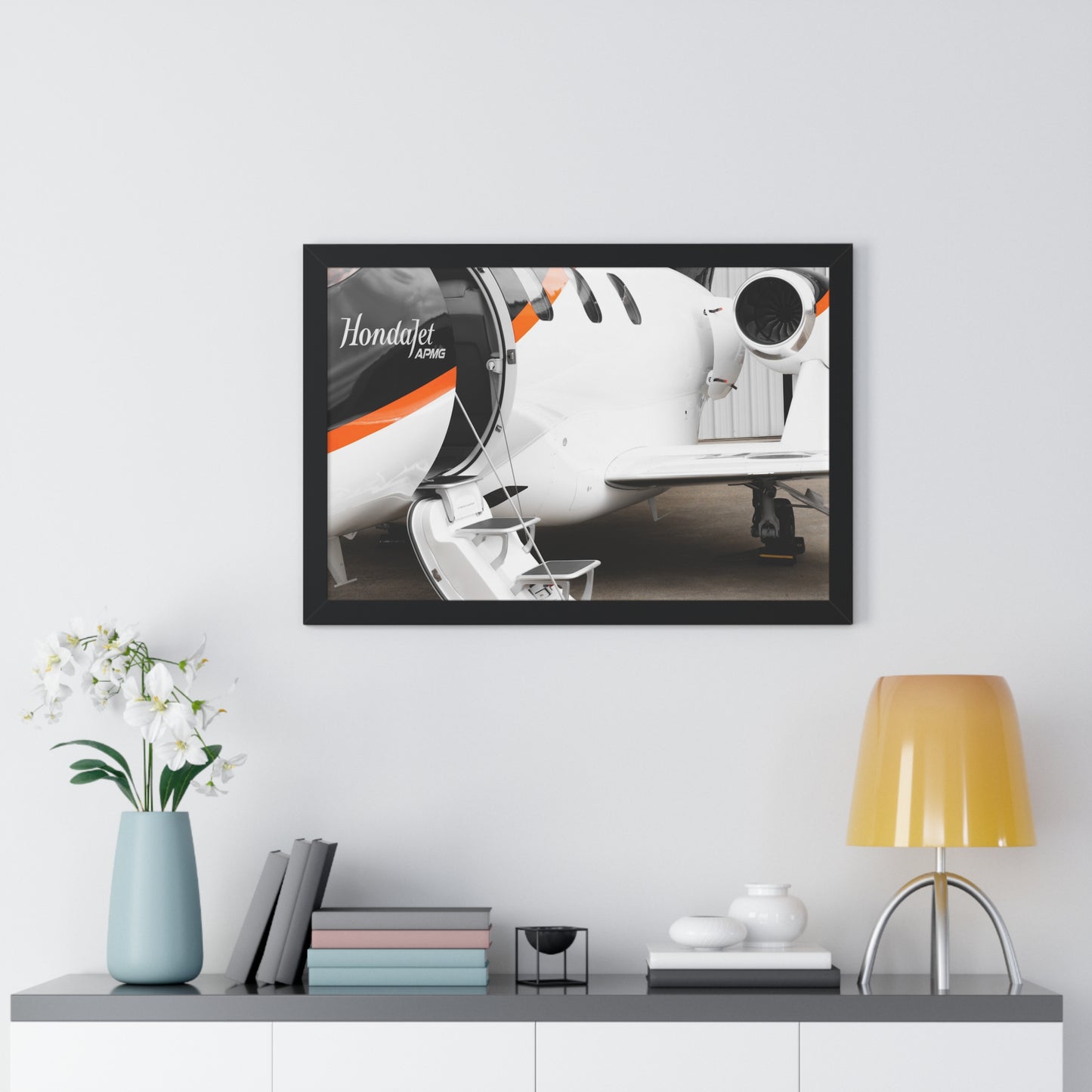 HondaJet Elegance: Private Aircraft Outside the Hangar - Framed Photography Print