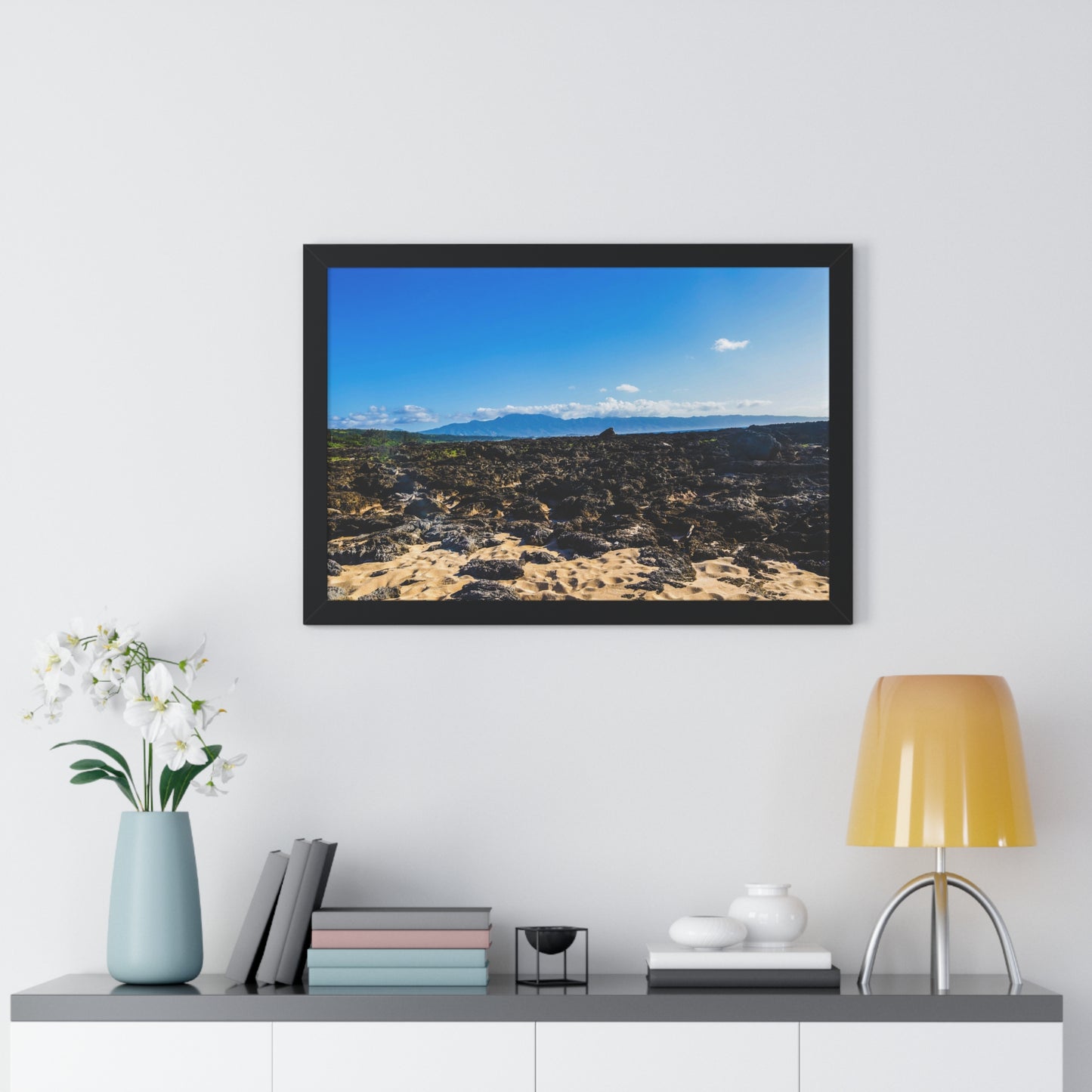 Hawaiian Shores: Volcanic Rock Serenity - Photography Print