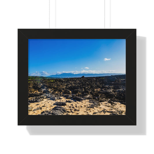 Hawaiian Shores: Volcanic Rock Serenity - Photography Print