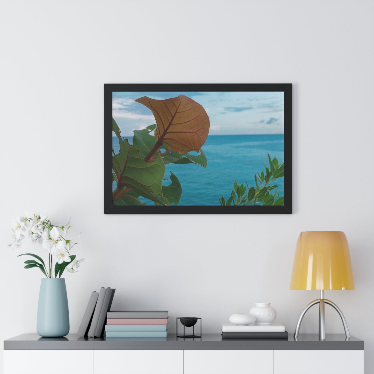 Lush Serenity: Tropical Plant at The Caves, Jamaica - Framed Photography Print