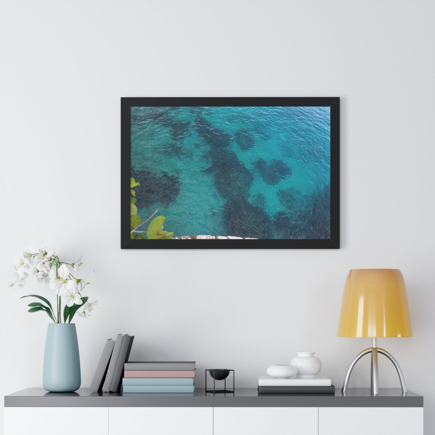 Crystal Clear Bliss: The Blue Waters of The Caves Resort, Jamaica - Framed Photography Print
