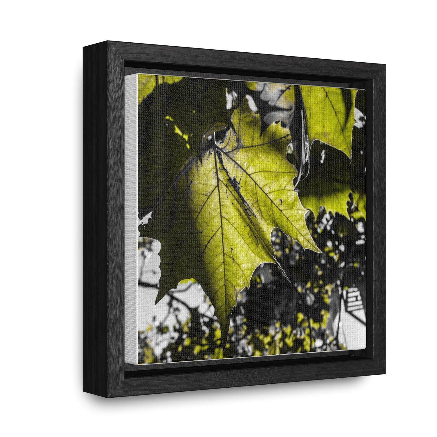 Nature's Detail: Close-Up Leaves Framed Canvas Print