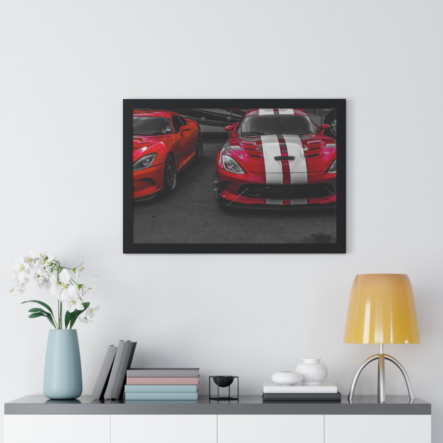 Unleashed Power: Viper at the Car Show - Framed Photography Print