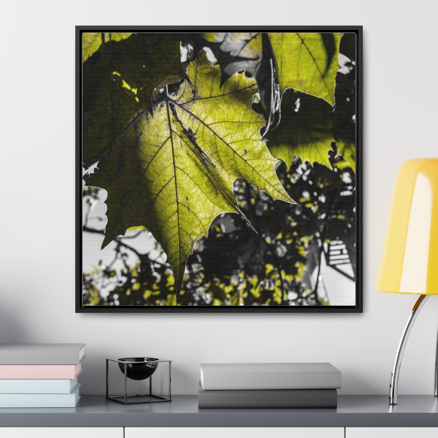 Nature's Detail: Close-Up Leaves Framed Canvas Print