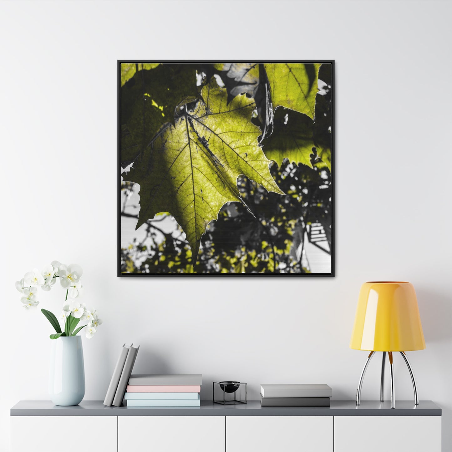 Nature's Detail: Close-Up Leaves Framed Canvas Print