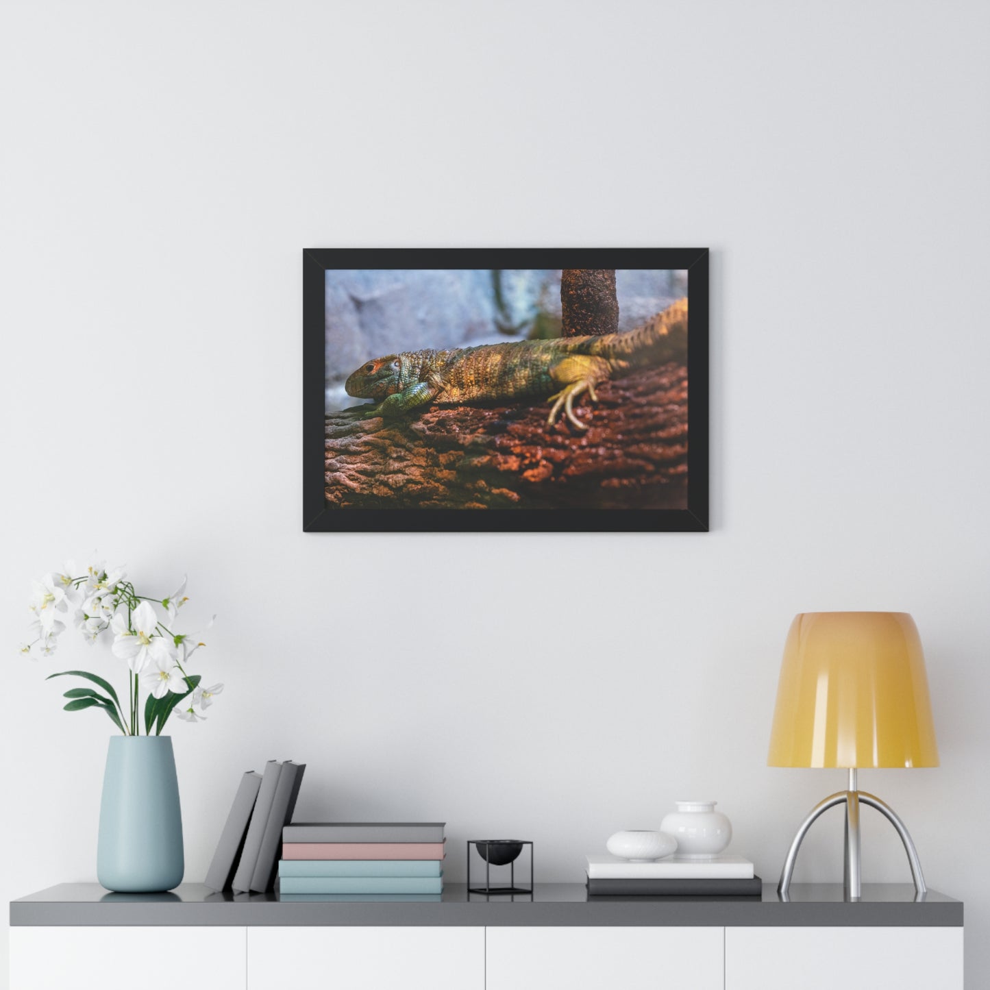Serene Reptile: A Moment at the Jacksonville Zoo and Gardens - Framed Photography Print