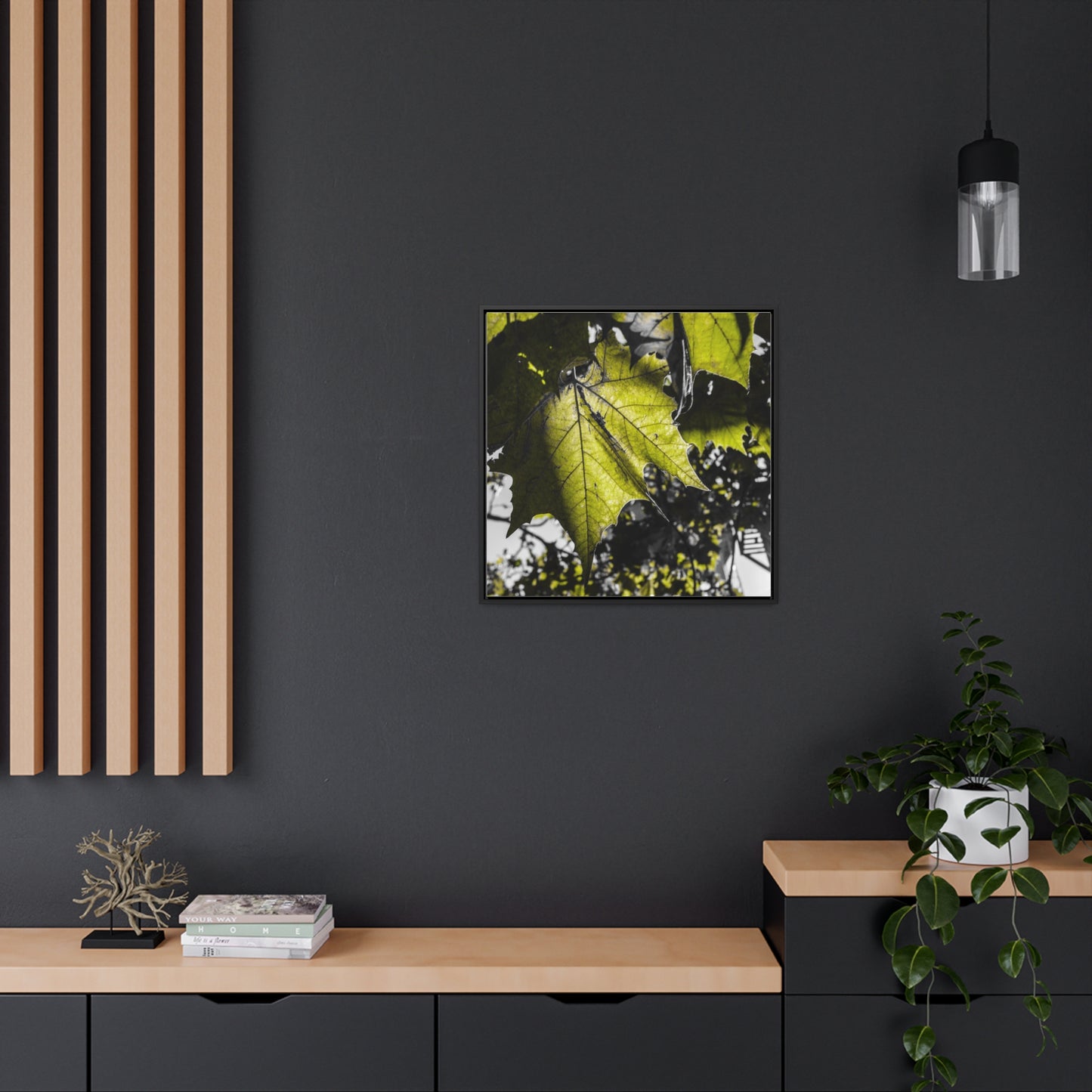 Nature's Detail: Close-Up Leaves Framed Canvas Print