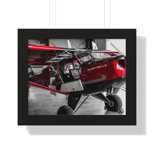 Hangar Haven: Airplane Inside the Hangar - Framed Photography Print