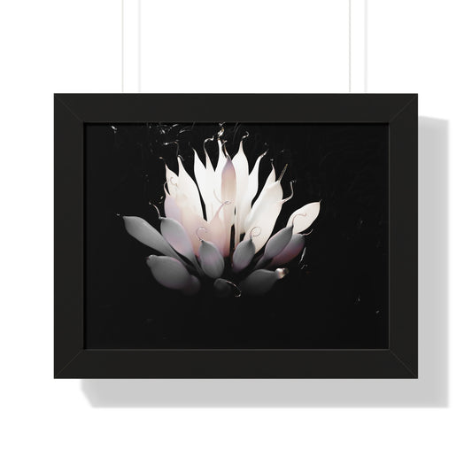 Delicate Bloom: Glass Blown Flower Sculpture - Framed Photography Print