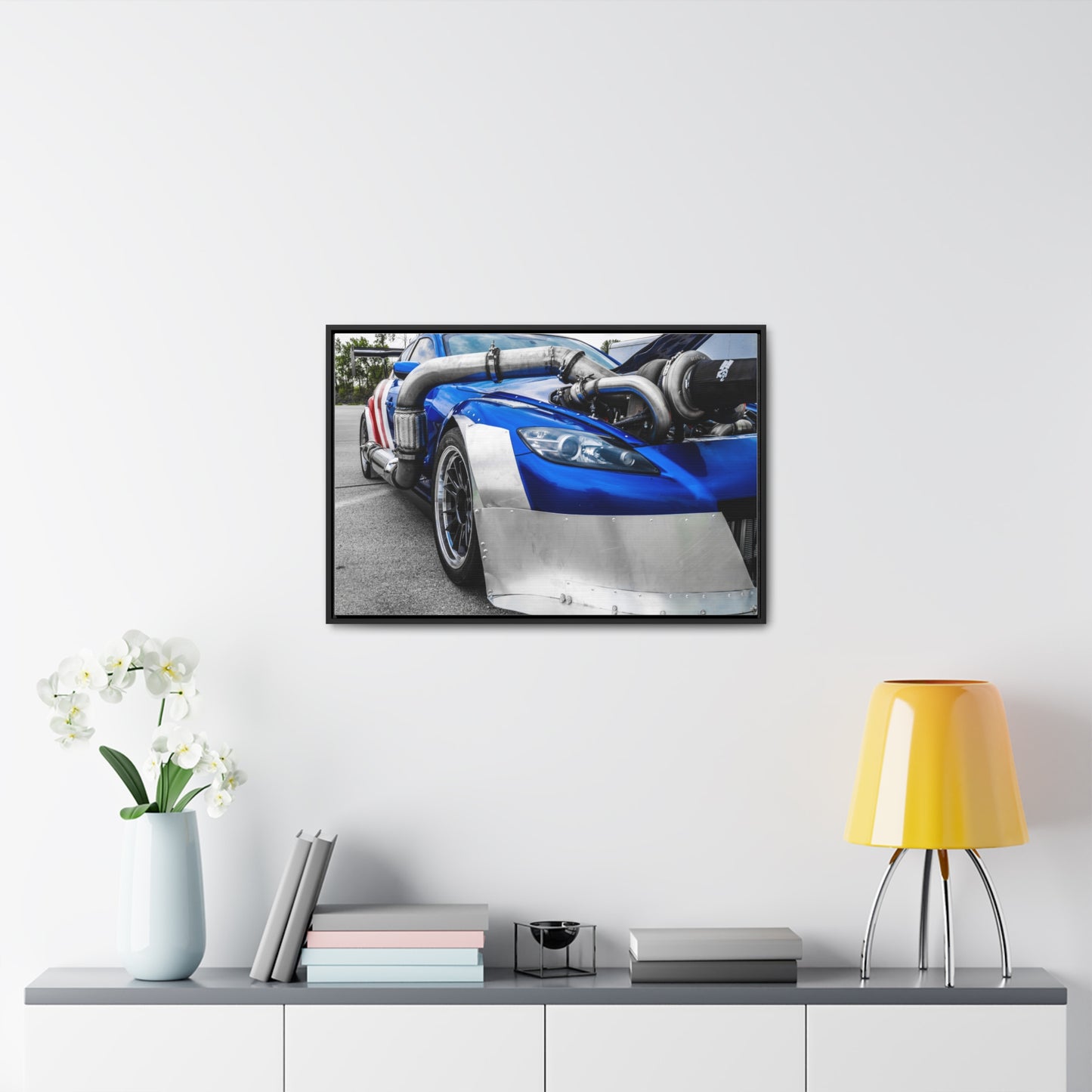 Blue Machine Auto Photography Print Home Décor Framed Canvas