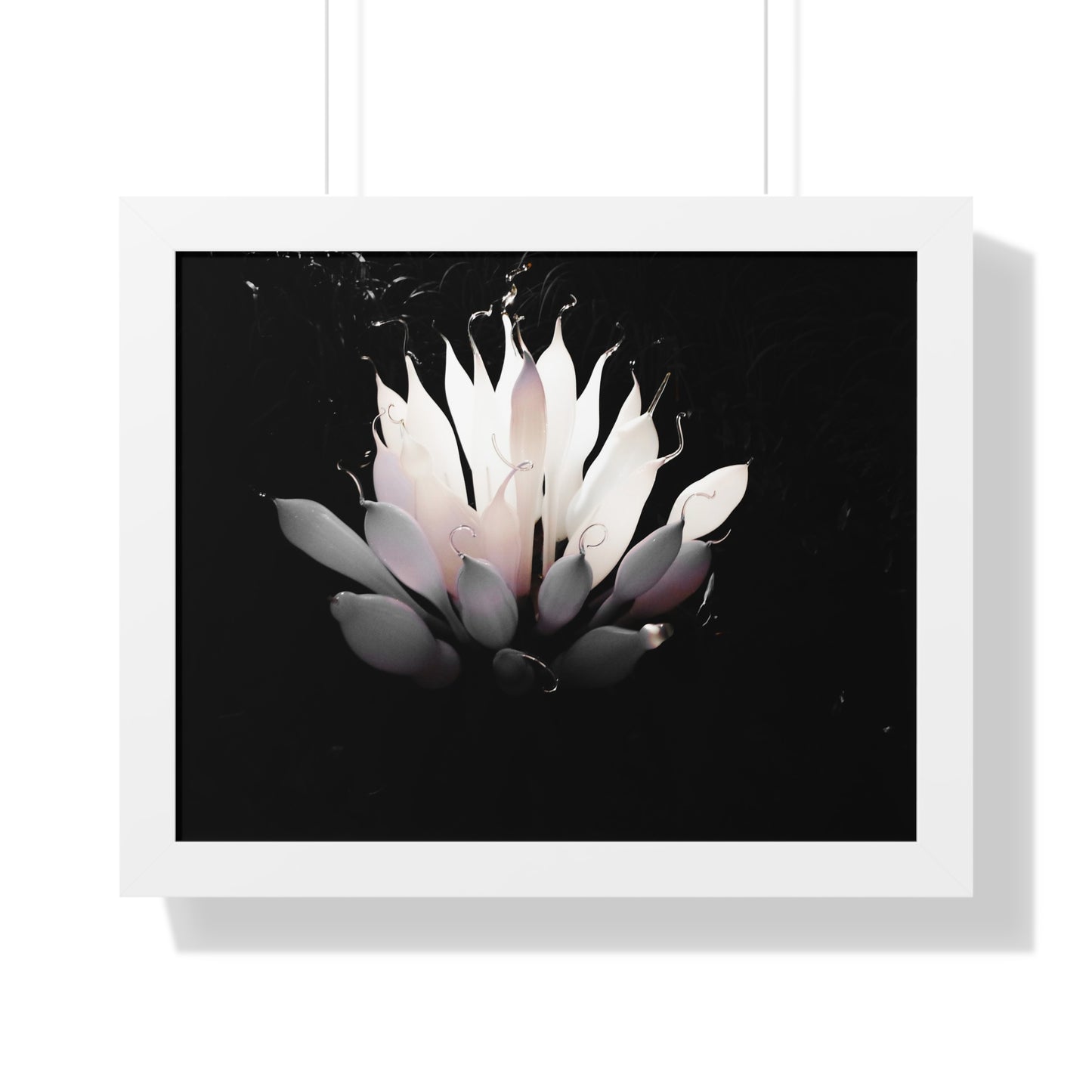 Delicate Bloom: Glass Blown Flower Sculpture - Framed Photography Print