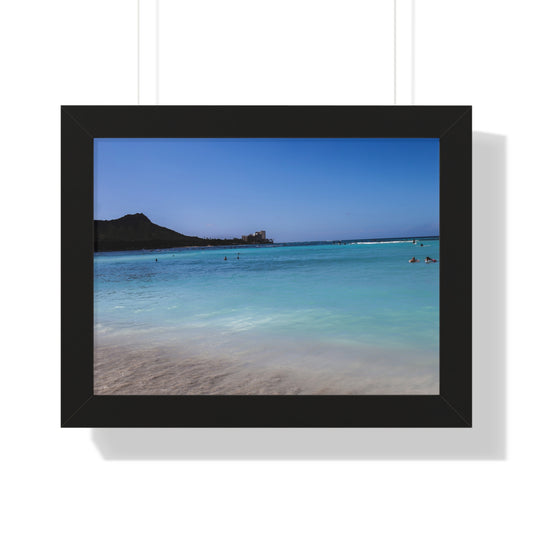 Hawaiian Serenity: Tranquil Ocean Waves - Framed Photography Print