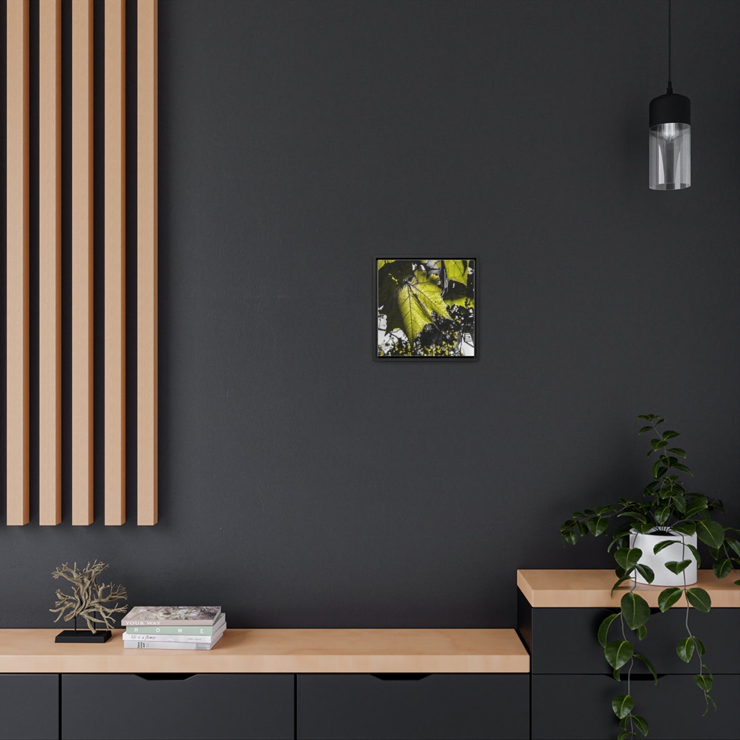 Nature's Detail: Close-Up Leaves Framed Canvas Print