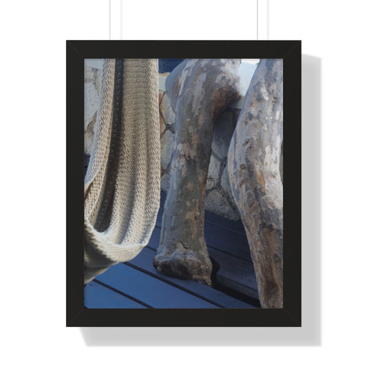 Relaxation Oasis: Hammock Along the Cliffs at The Caves Resort, Jamaica - Framed Photography Print