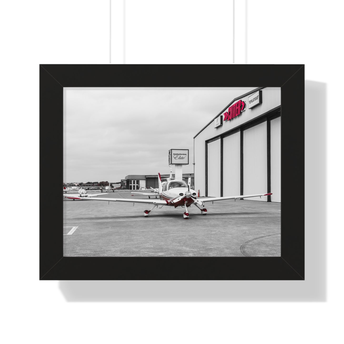 Ready for Takeoff: Airplane Outside the Hangar - Framed Photography Print