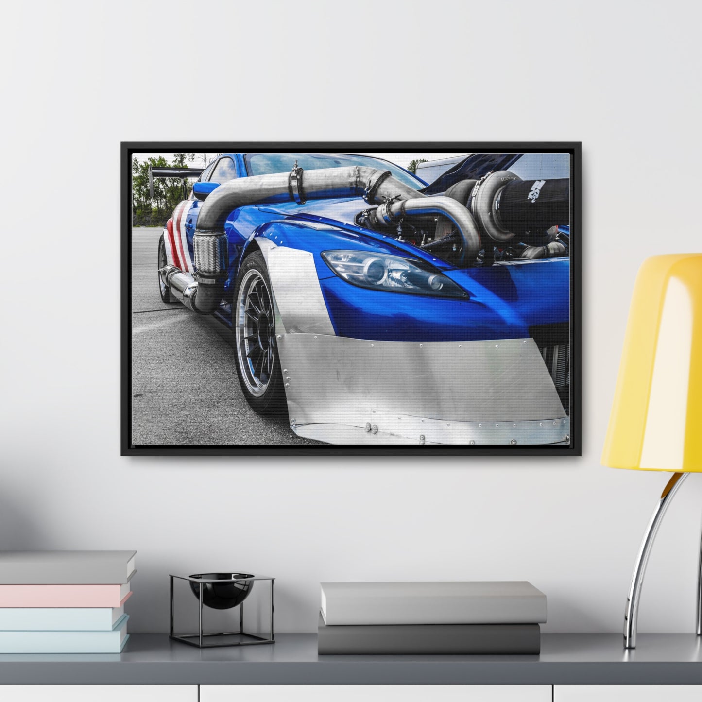 Blue Machine Auto Photography Print Home Décor Framed Canvas