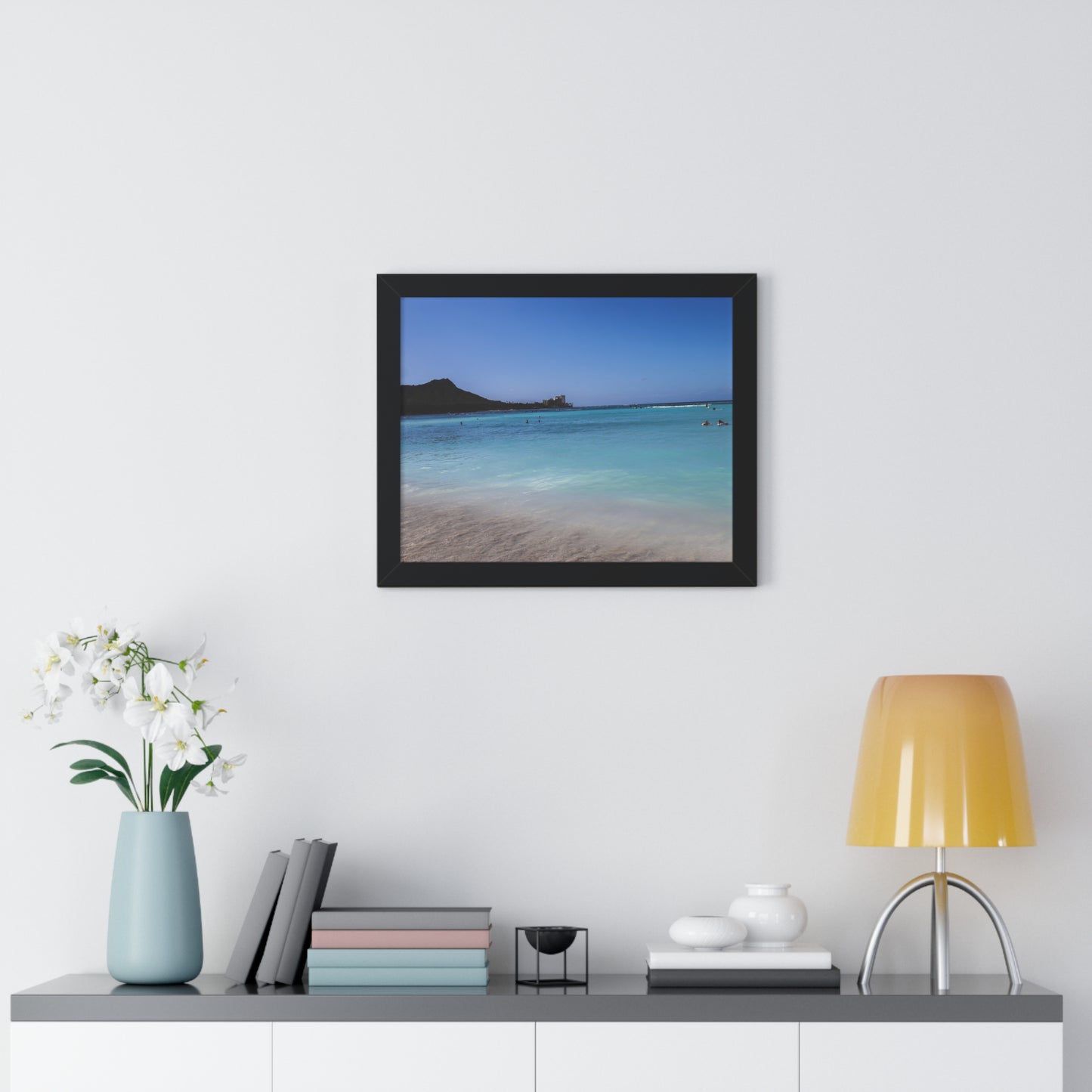 Hawaiian Serenity: Tranquil Ocean Waves - Framed Photography Print