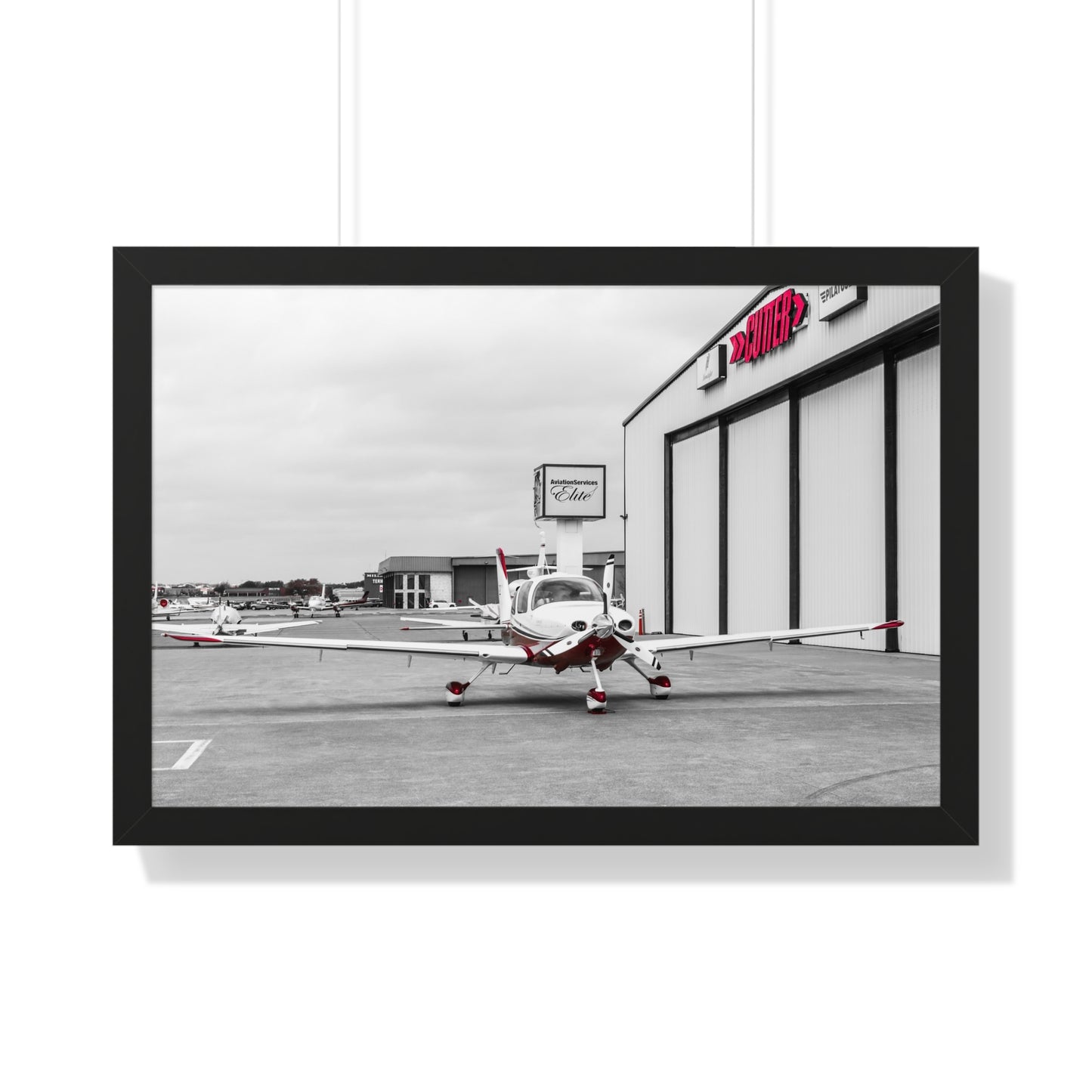 Ready for Takeoff: Airplane Outside the Hangar - Framed Photography Print