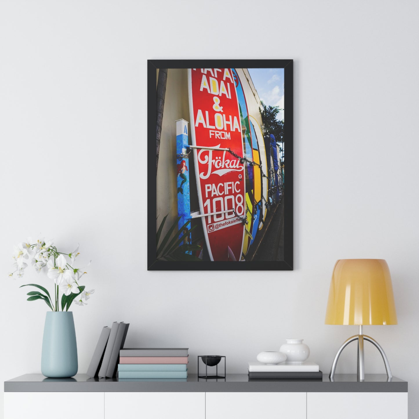 Hawaiian Vibes: Surfboards in the Alleyway - Framed Photography Print