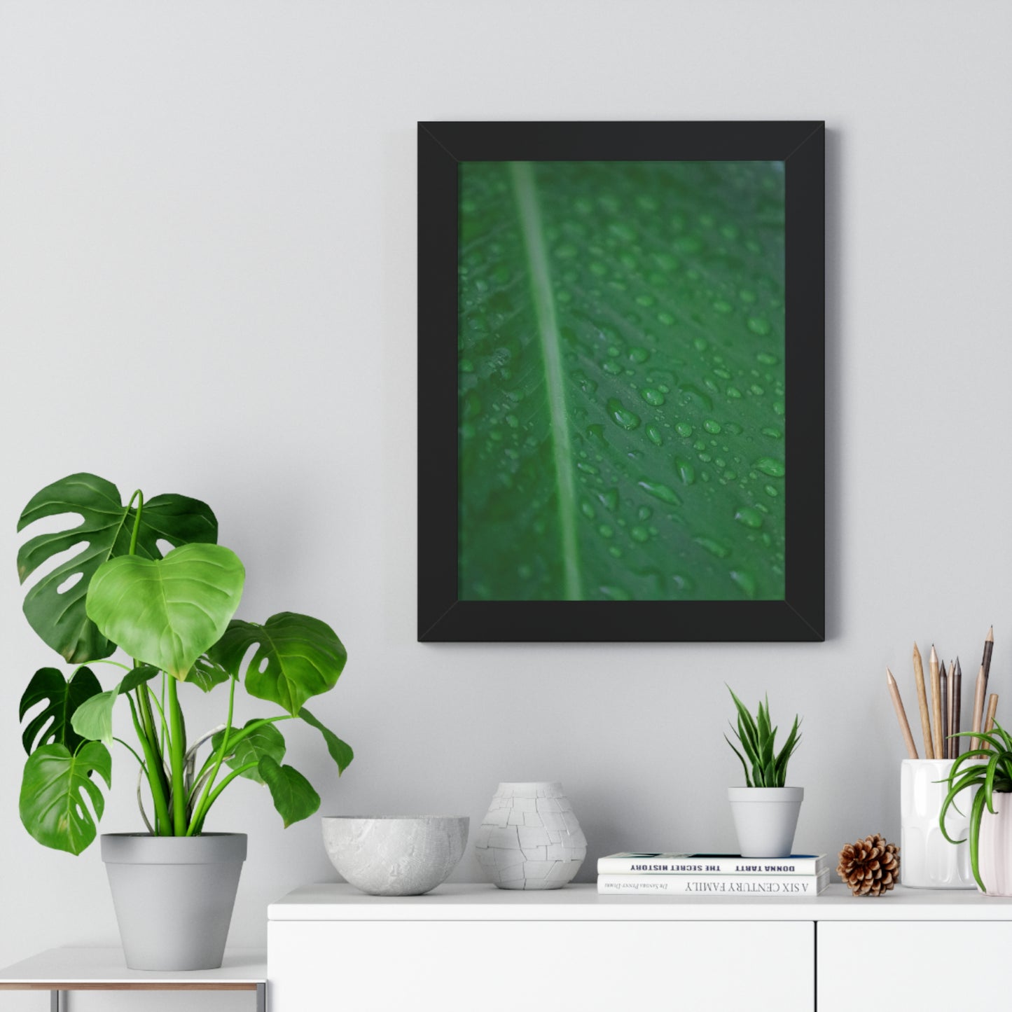Nature's Detail:  Leaf with Water Drops - Framed Photography Print