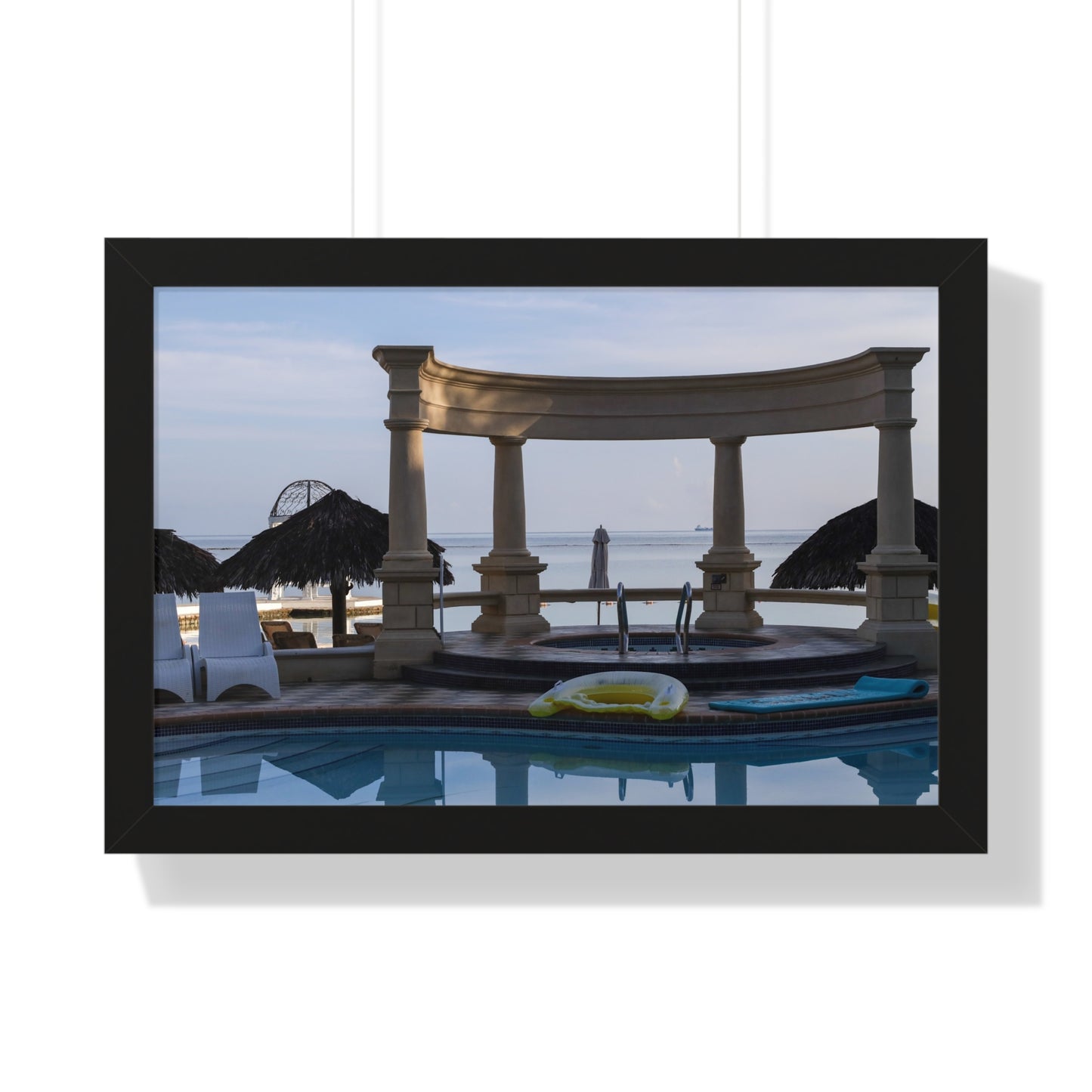 Coastal Elegance: Pillared Arch  with Ocean View - Framed Photography Print