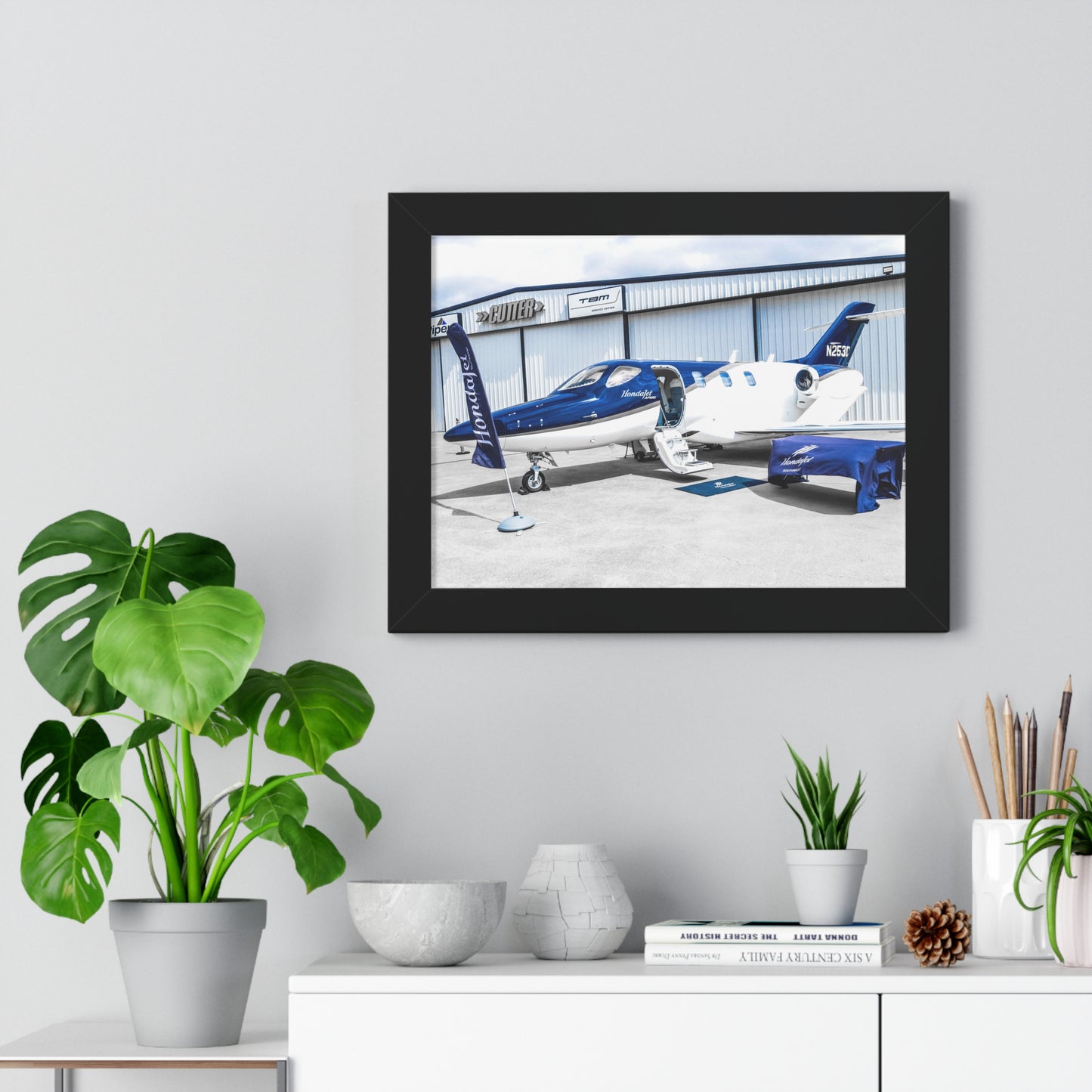 Private Plane Bliss: Aircraft Outside the Hangar - Framed Photography Print