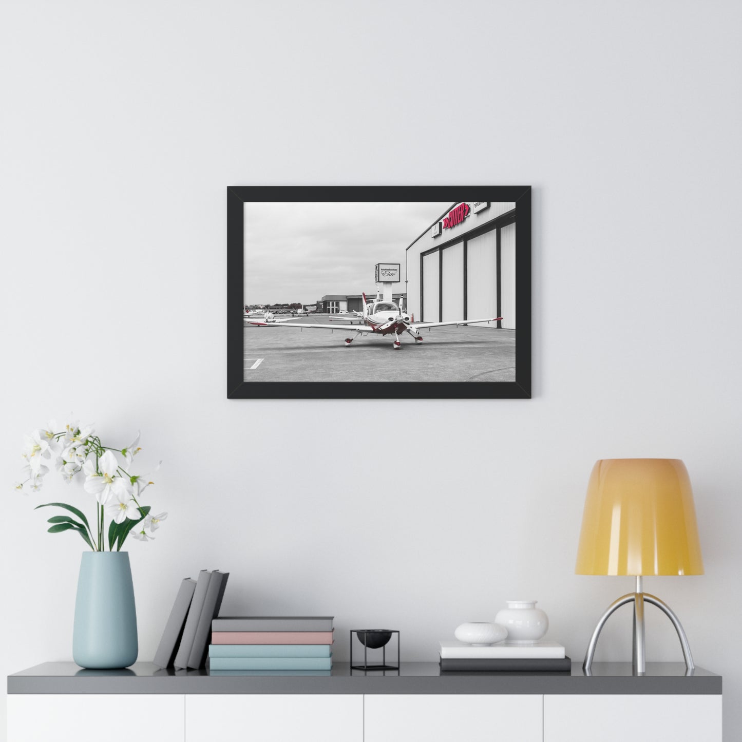 Ready for Takeoff: Airplane Outside the Hangar - Framed Photography Print