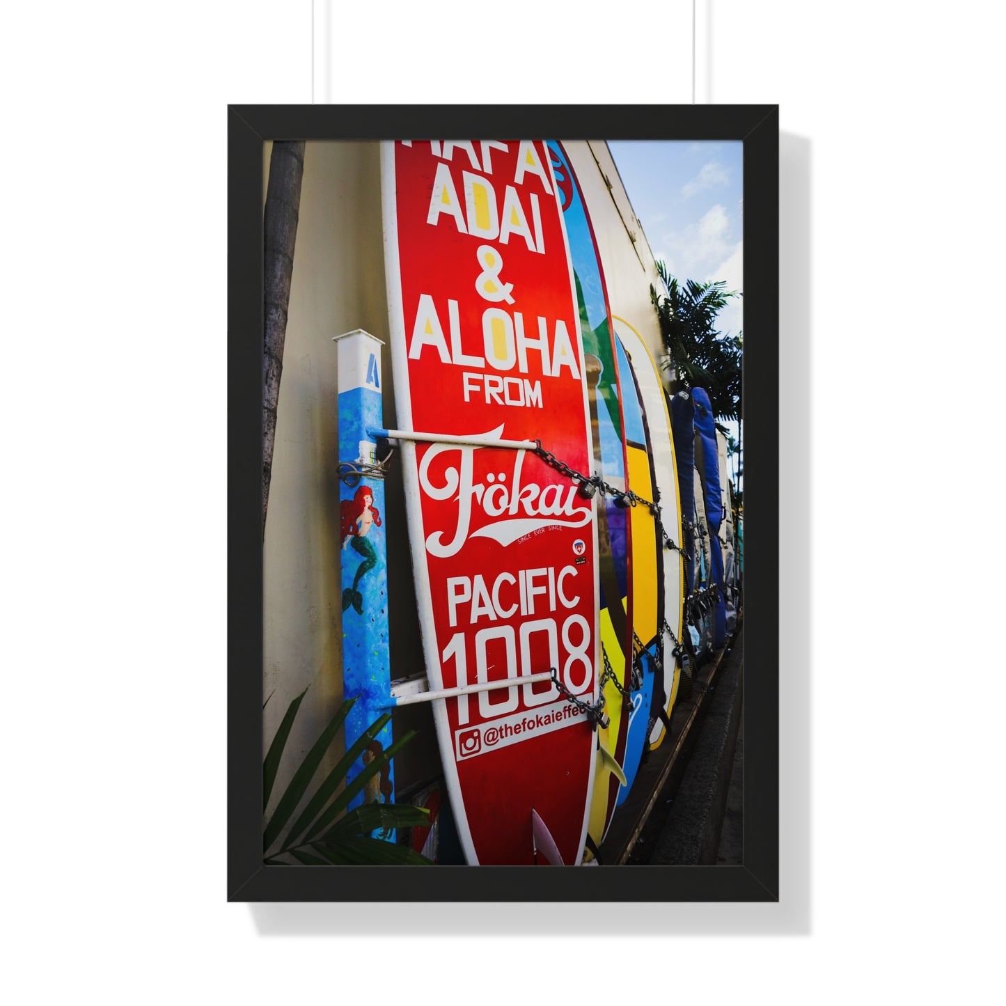 Hawaiian Vibes: Surfboards in the Alleyway - Framed Photography Print