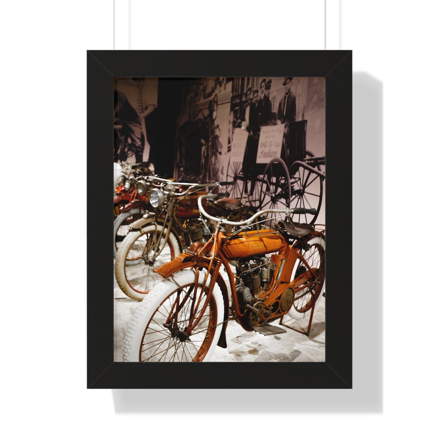 Vintage Indian Bikes at the Barber Vintage Motorsports Museum - Framed Print
