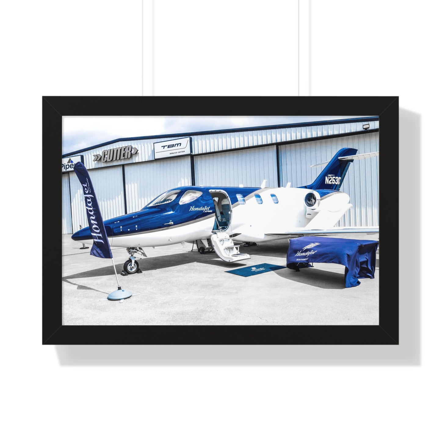 Private Plane Bliss: Aircraft Outside the Hangar - Framed Photography Print