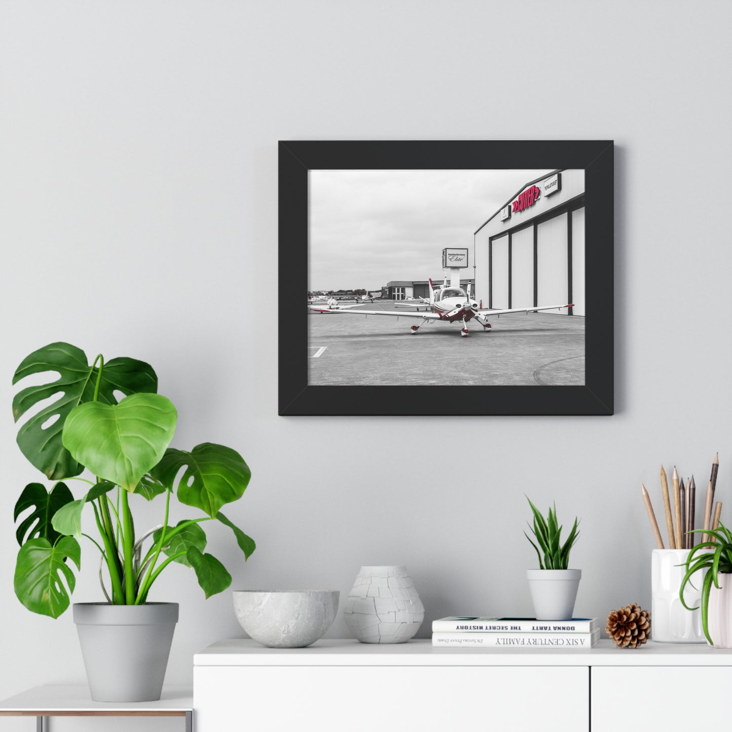 Ready for Takeoff: Airplane Outside the Hangar - Framed Photography Print