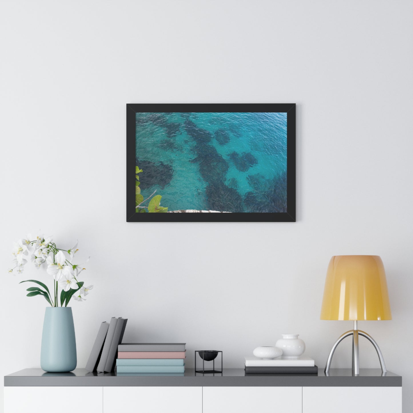 Crystal Clear Bliss: The Blue Waters of The Caves Resort, Jamaica - Framed Photography Print
