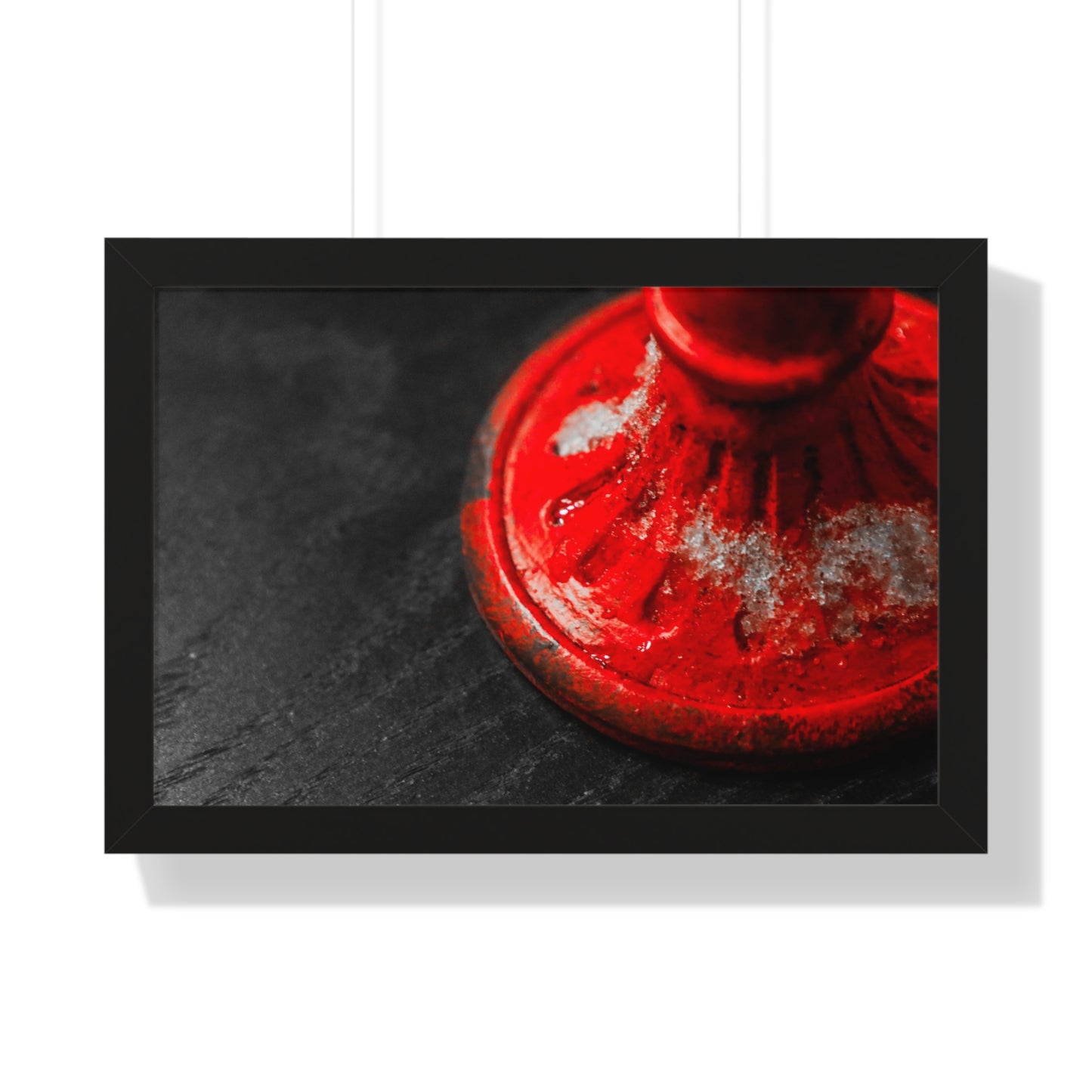 Winter Glow: Candlestick Adorned with Snow - Framed Photography Print