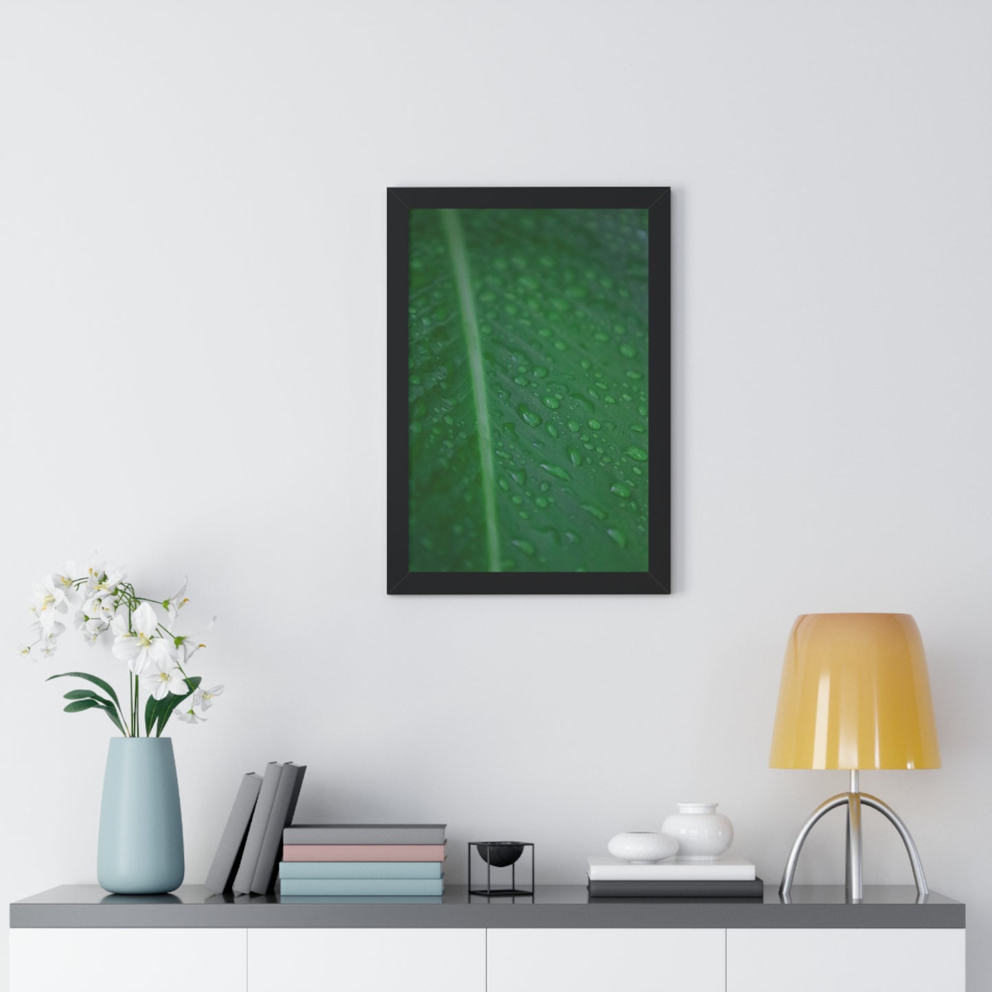 Nature's Detail:  Leaf with Water Drops - Framed Photography Print