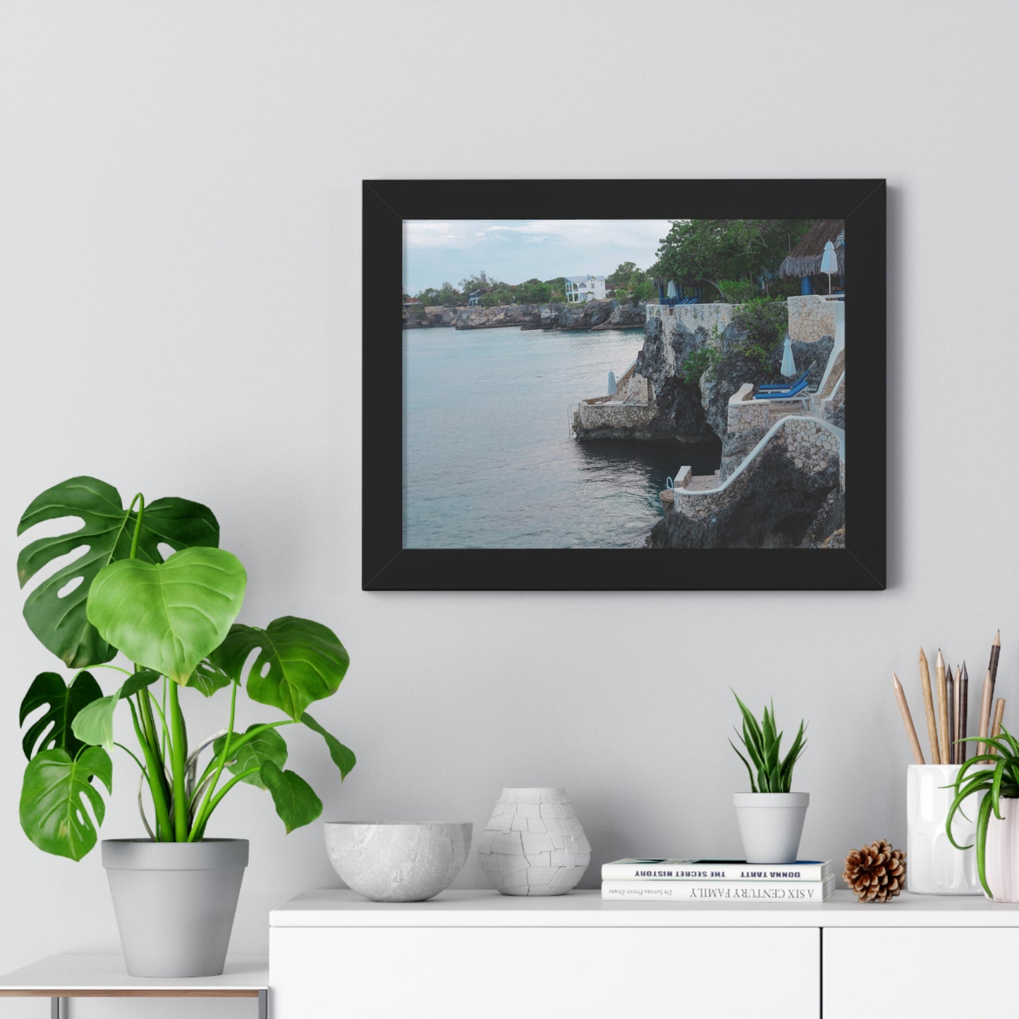 Cliffside Dining: The Caves Resort, Jamaica - Framed Photography Print