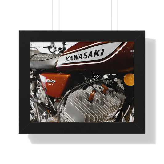 Kawasaki Motorcycles at the Barber Vintage Motorsports Museum - Framed Print