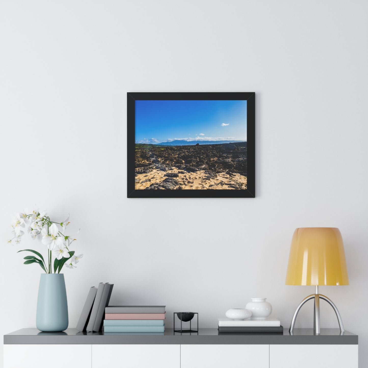 Hawaiian Shores: Volcanic Rock Serenity - Photography Print