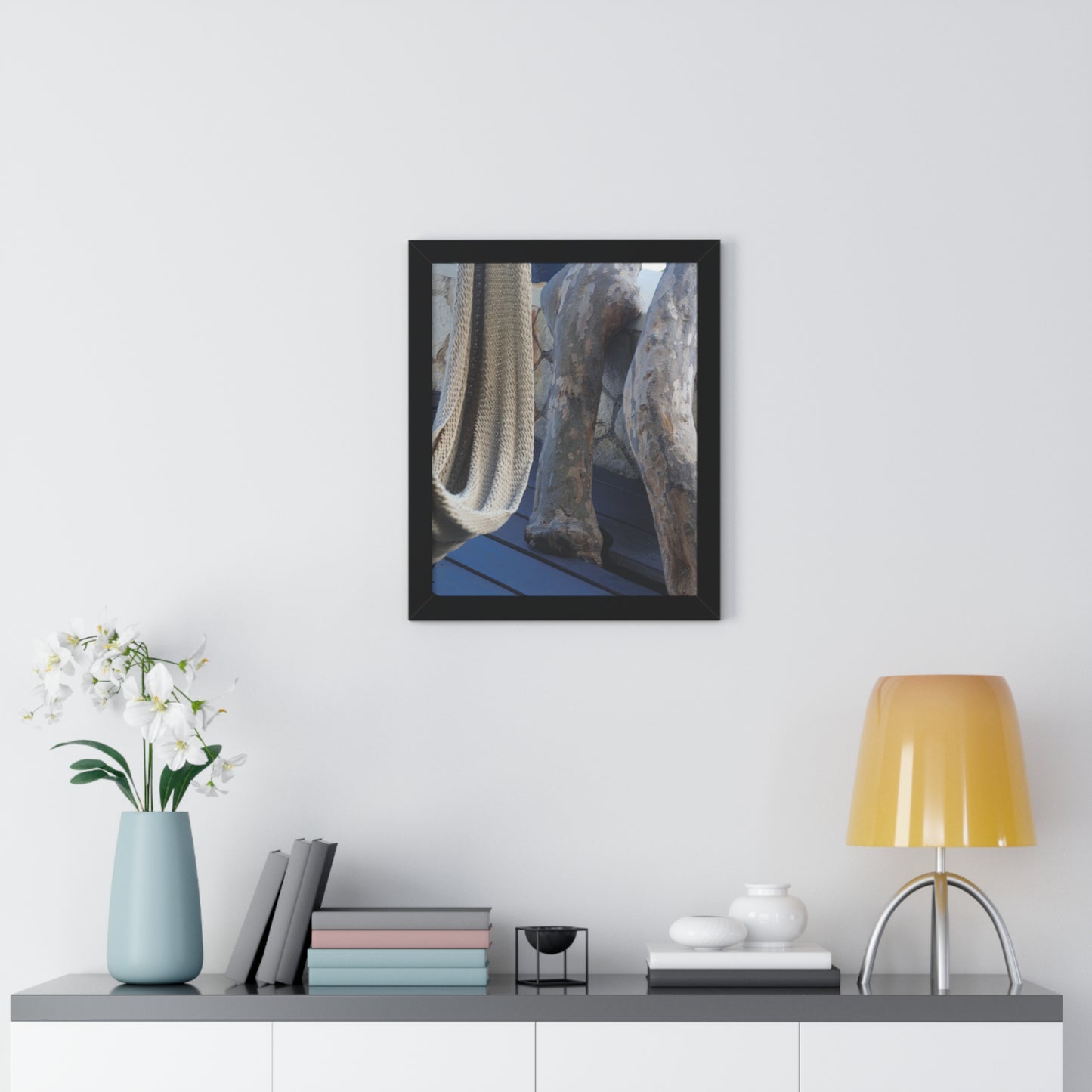 Relaxation Oasis: Hammock Along the Cliffs at The Caves Resort, Jamaica - Framed Photography Print