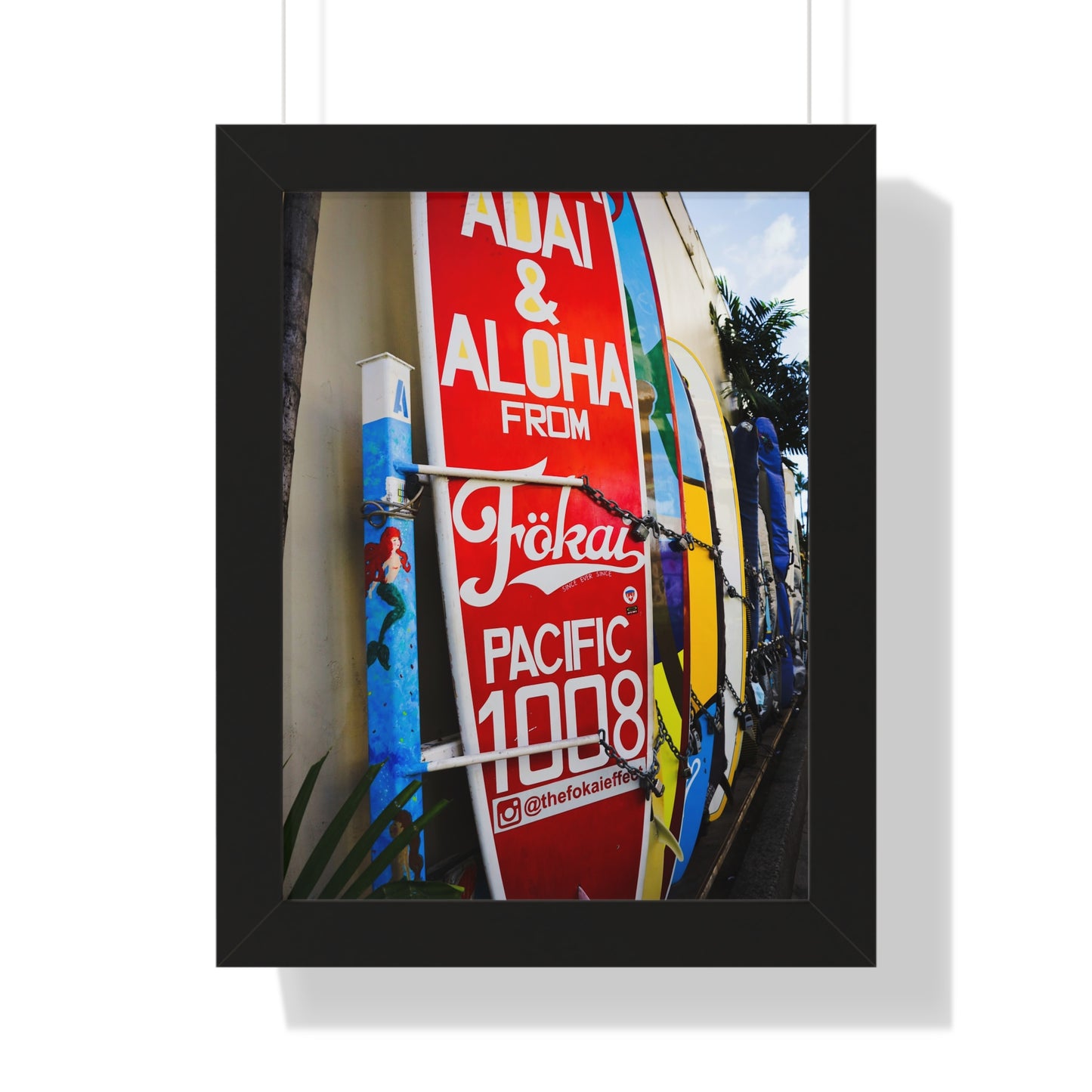 Hawaiian Vibes: Surfboards in the Alleyway - Framed Photography Print