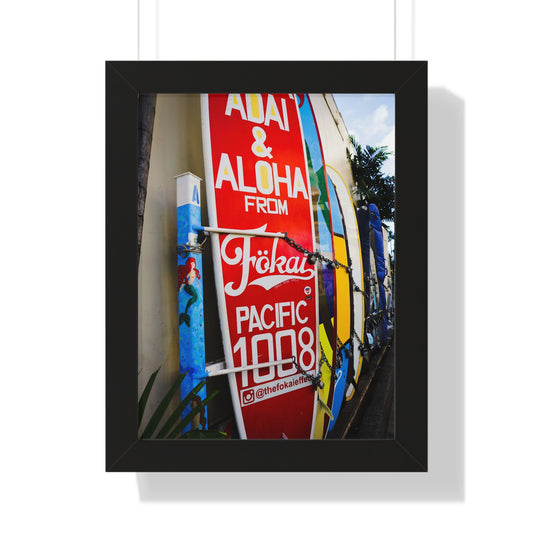 Hawaiian Vibes: Surfboards in the Alleyway - Framed Photography Print