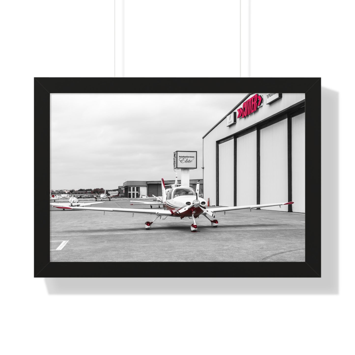 Ready for Takeoff: Airplane Outside the Hangar - Framed Photography Print