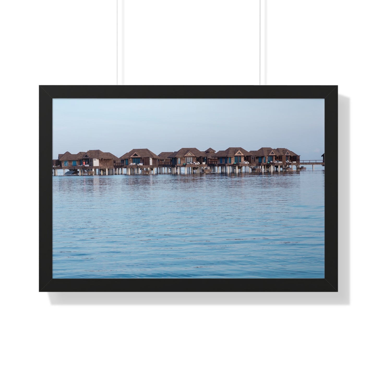 Idyllic Retreat: Water Bungalows at Sandals Resort, Jamaica - Framed Photography Print