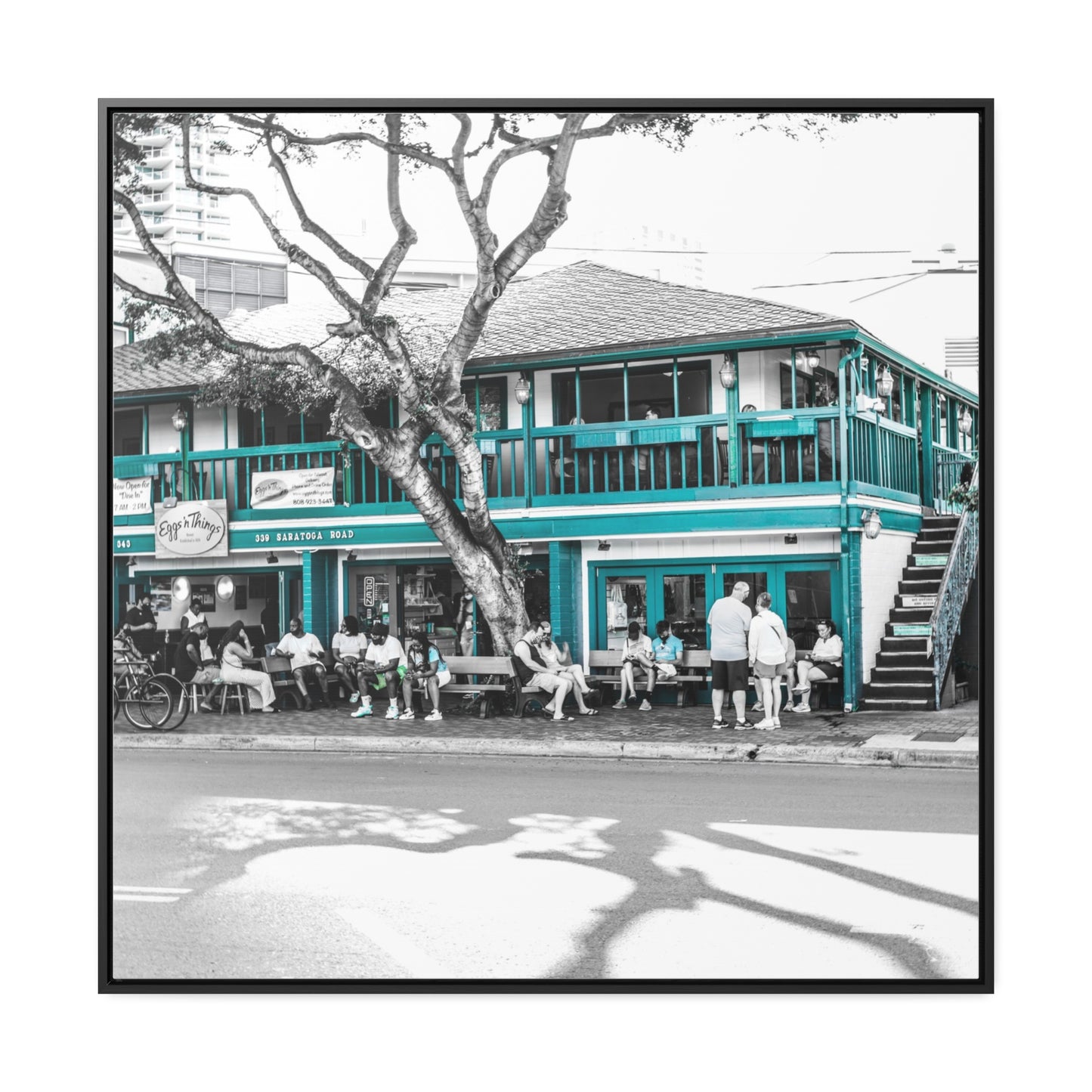 Tropical Dining: Hawaiian Restaurant Experience - Framed Canvas Print