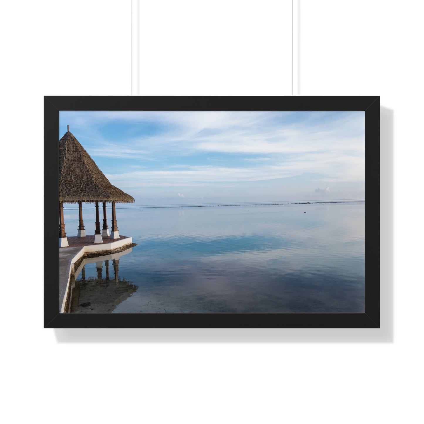 Seaside Escape: Hut at the End of the Boardwalk to the Ocean - Framed Photography Print