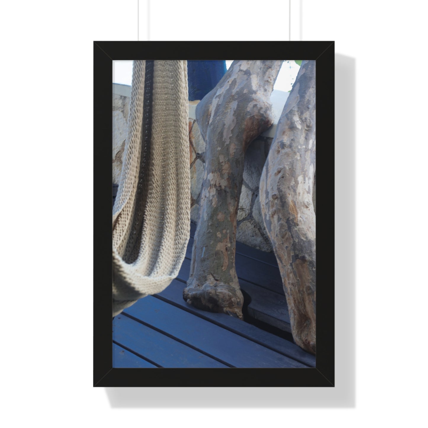 Relaxation Oasis: Hammock Along the Cliffs at The Caves Resort, Jamaica - Framed Photography Print