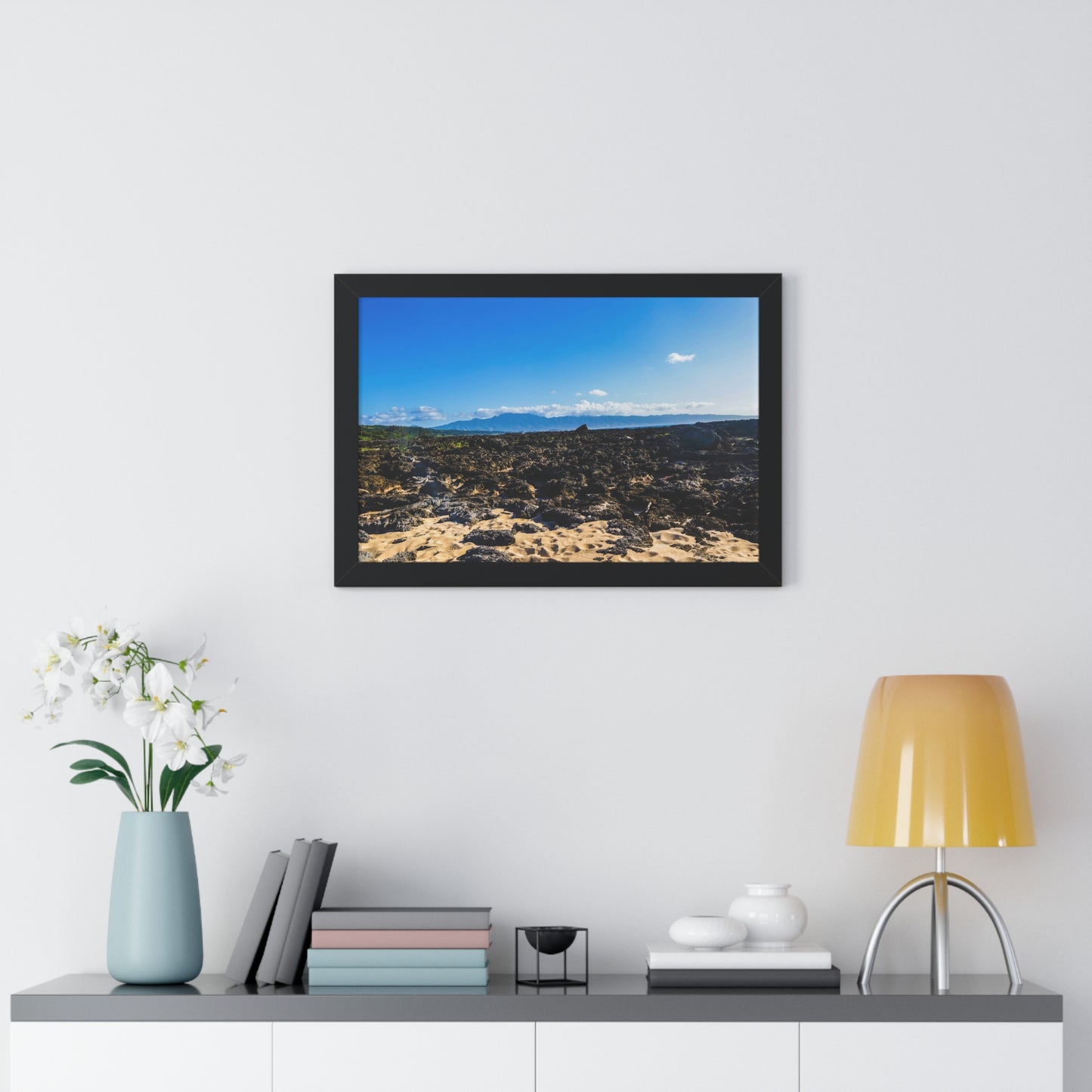 Hawaiian Shores: Volcanic Rock Serenity - Photography Print