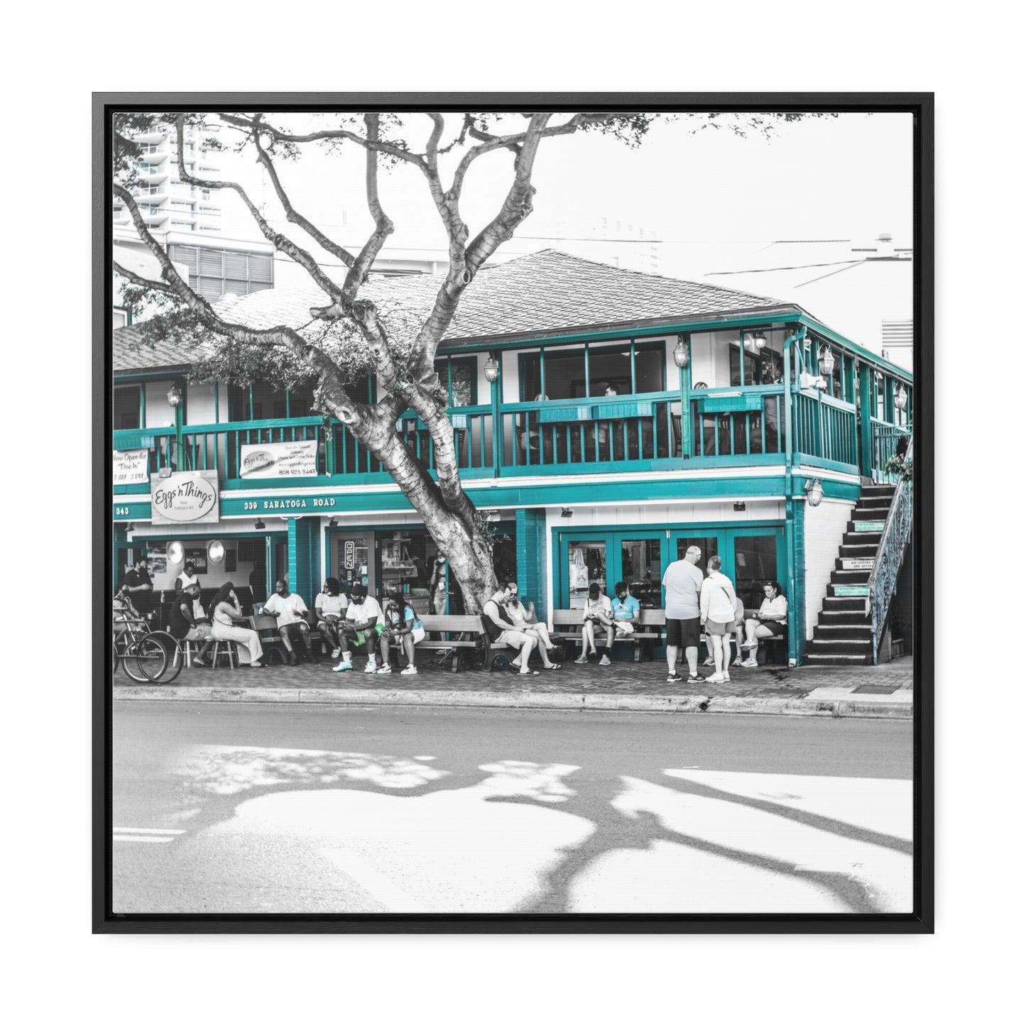 Tropical Dining: Hawaiian Restaurant Experience - Framed Canvas Print