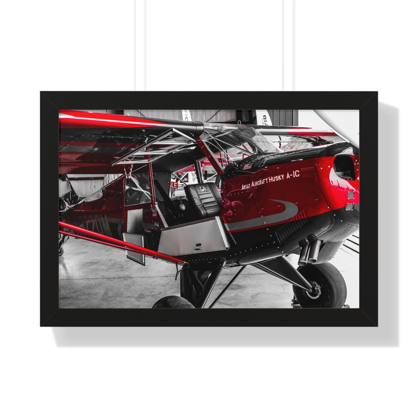 Hangar Haven: Airplane Inside the Hangar - Framed Photography Print
