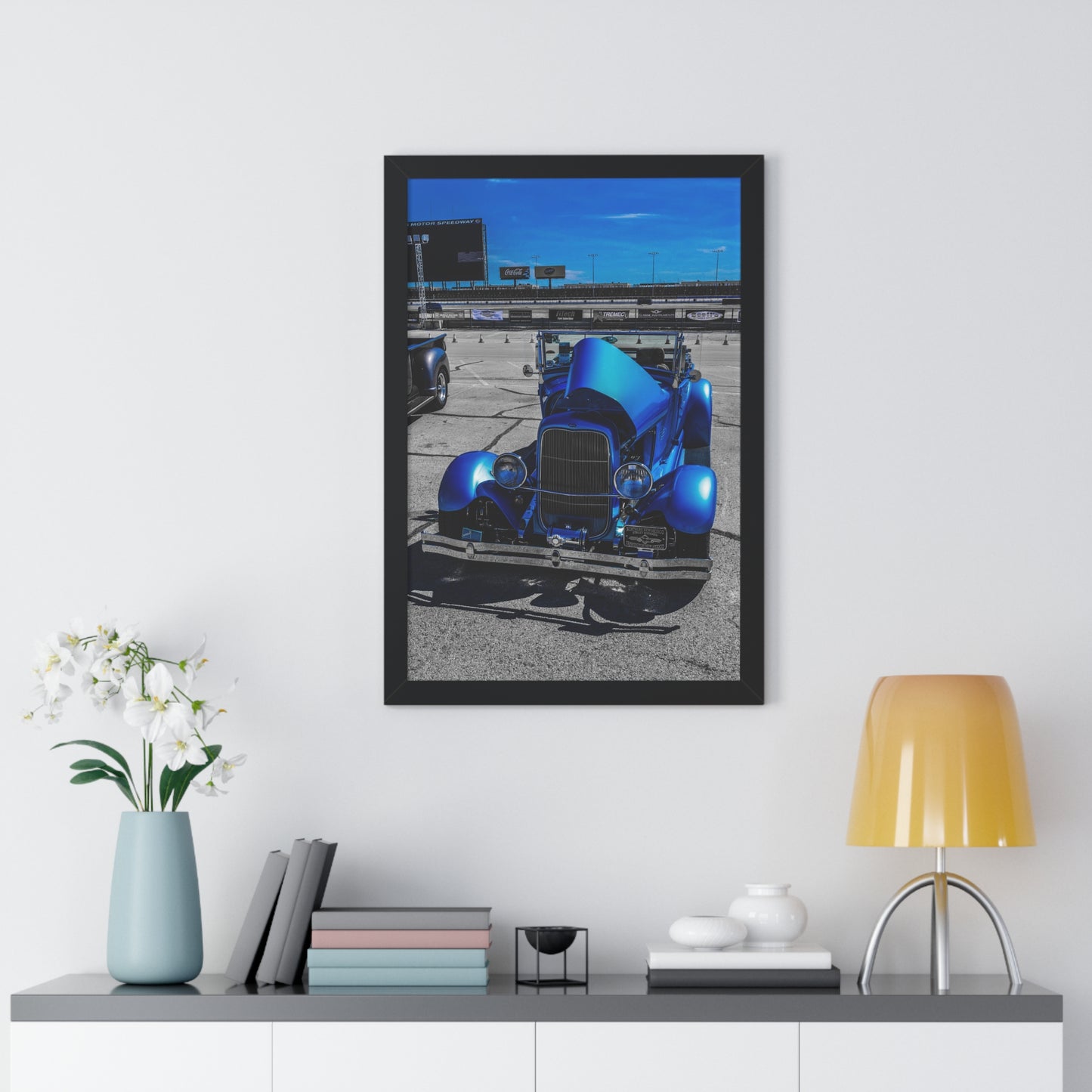 Heritage on Wheels: Antique Car Portrait - Framed Photography Print