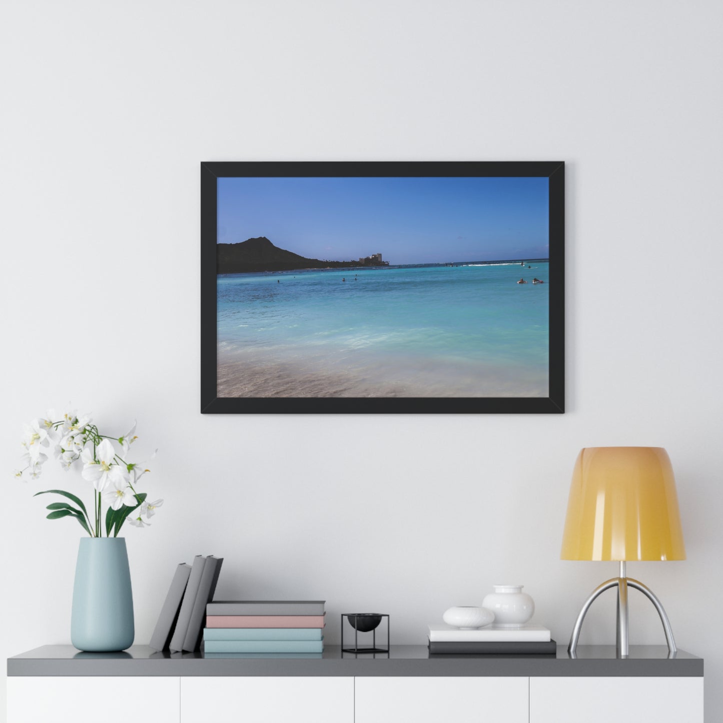 Hawaiian Serenity: Tranquil Ocean Waves - Framed Photography Print